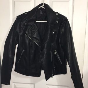Black leather jacket with silver accents